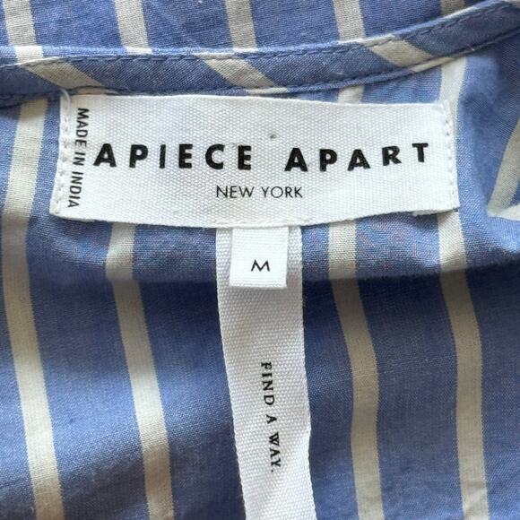 Apiece Apart Adorna Smocked Striped Cotton Mini Dress Blue White Size Medium - Picture 7 of 9